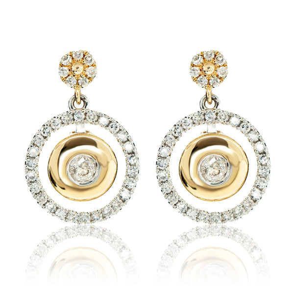 Dangling Diamond Eclipse Halo Earrings