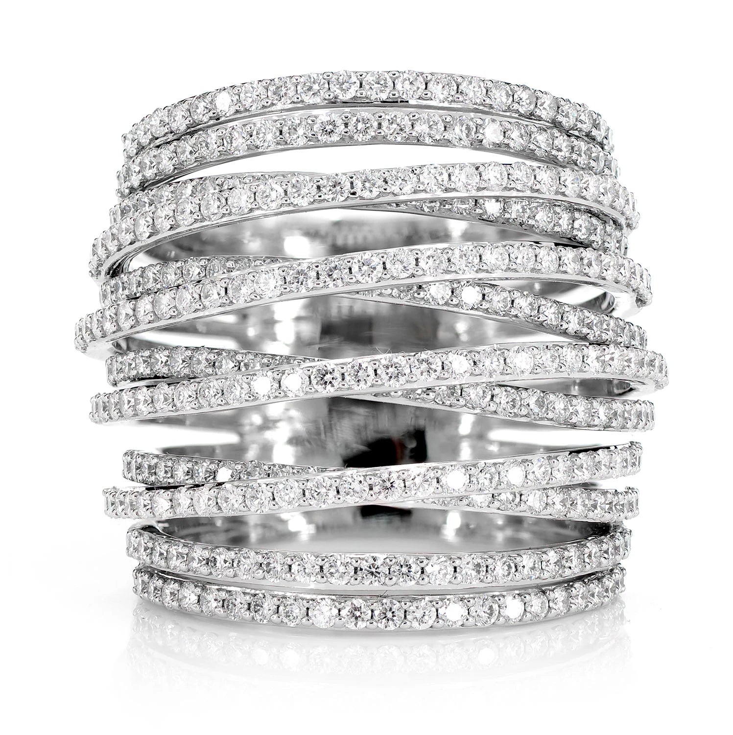 Six Row Crossover Diamond Band Ring | 14K Gold | Icebox – Icebox