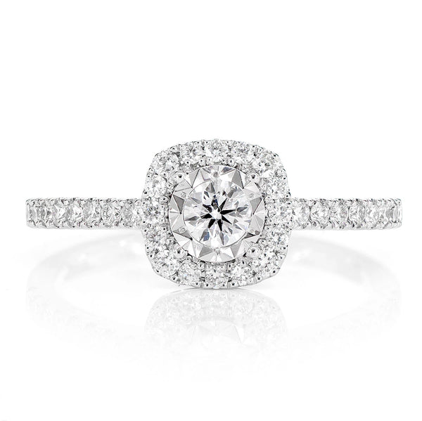 Miracle Set Cushion Halo Diamond Engagement Ring