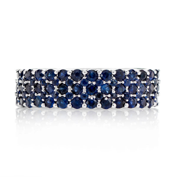 Three Row Sapphire Band Diamond Ring