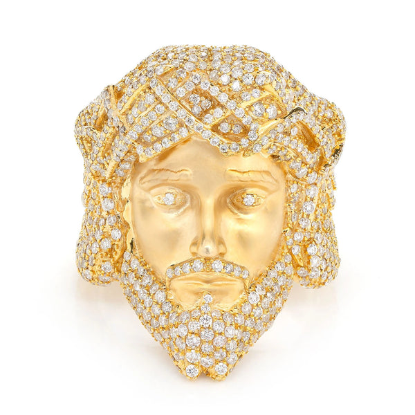 Jesus Face Diamond Signet Ring