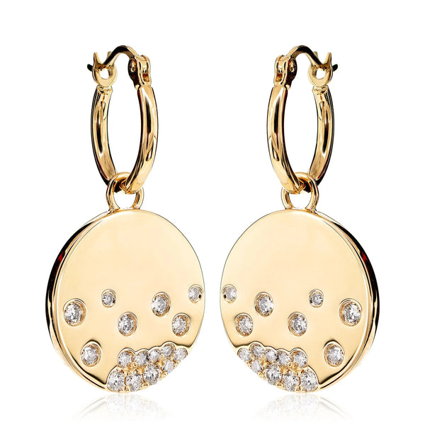 Detachable Scattered Gypsy Set Diamond Dangle Hoop Earrings
