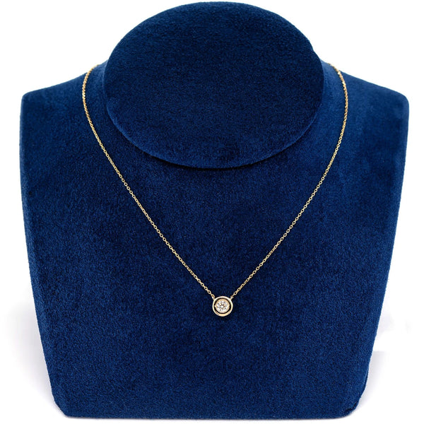 Round Bezel Bead Set Diamond Necklace