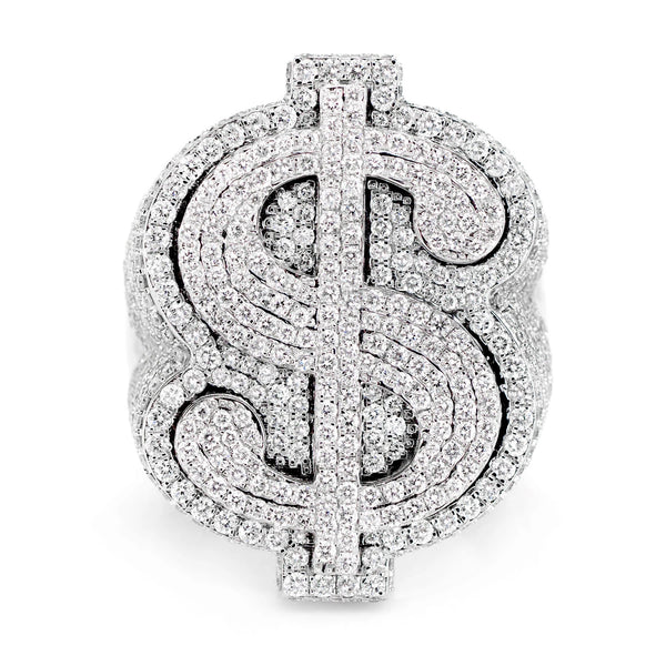 Two Layer Dollar Sign Diamond Signet Ring