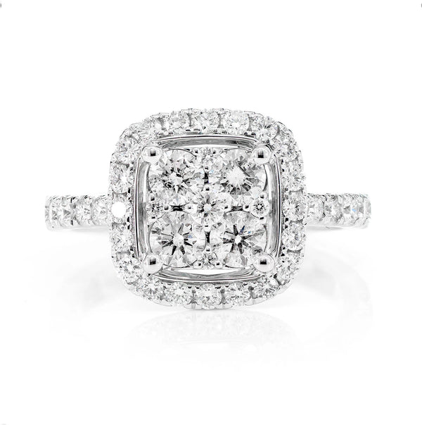 Rounded Square Cluster Diamond Ring