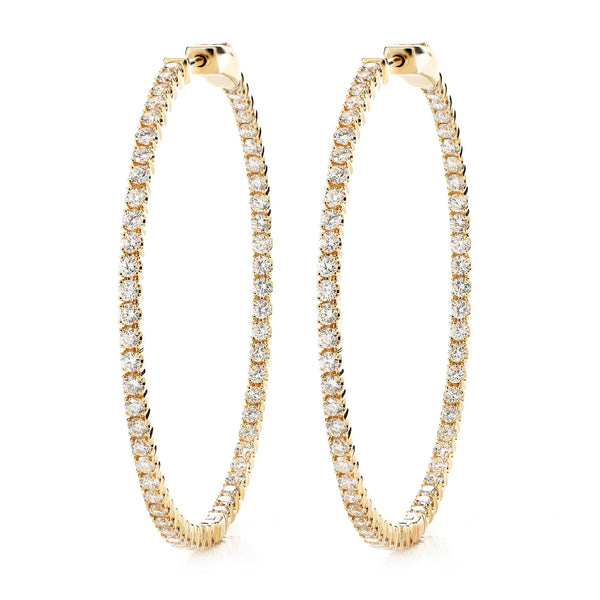 Large Diamond Inside Outside Hoop Earrings