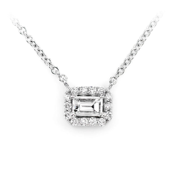 Baguette Halo Diamond Pendant
