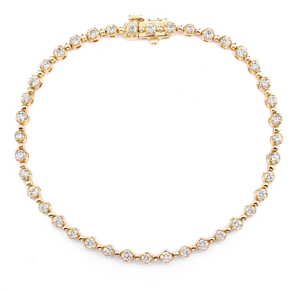 Beaded Crown Set Diamond Bracelet