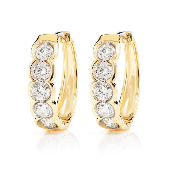 10pt Diamond Bezel Hoop Earrings