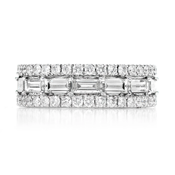 Eternity Round and Baguette Border Diamond Band Ring