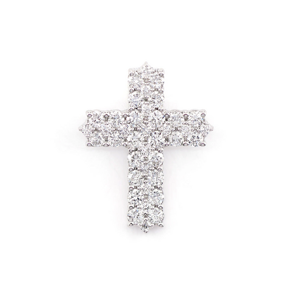 Four Row Diamond Cross Pendant