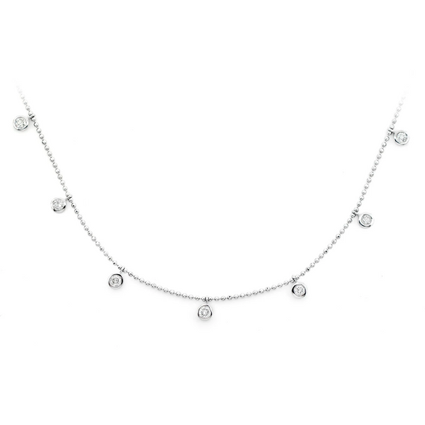 Thirteen Stone Bezel Diamond Station Necklace