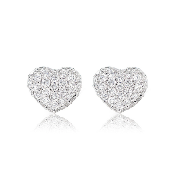 Bubbly Diamond Heart Stud Earrings