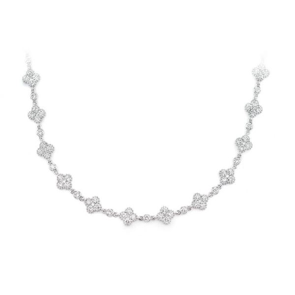 Clover Diamond Milgrain Link Station Necklace