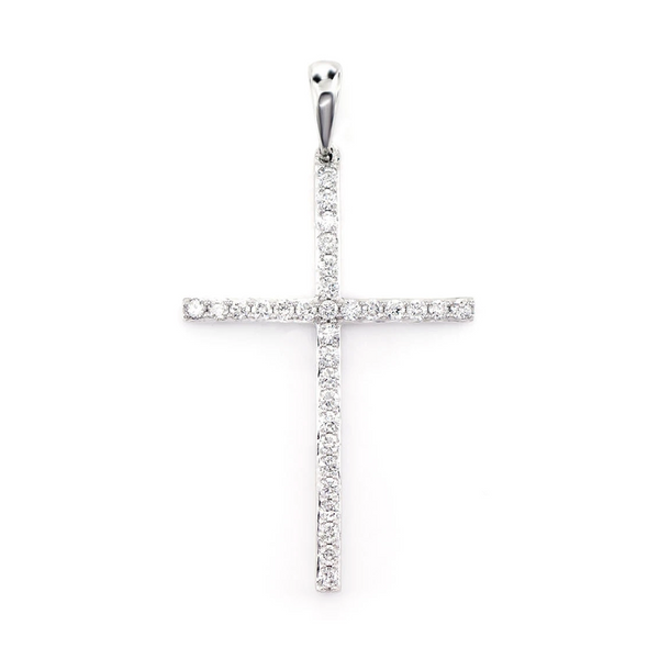 Minimalist Long Diamond Cross Pendant 0.25ctw