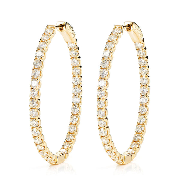 Oval Diamond Inside Outside Hoop Earrings 5.00ctw