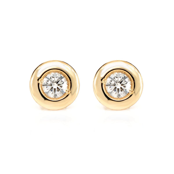 Wide Bezel Set Diamond Stud Earrings