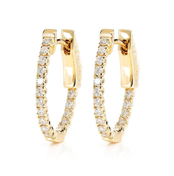Diamond Inside Outside Quick Release Huggie Hoop Earrings