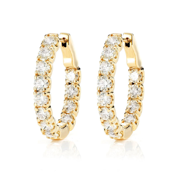 20pt Inside Outside Diamond Hoop Earrings