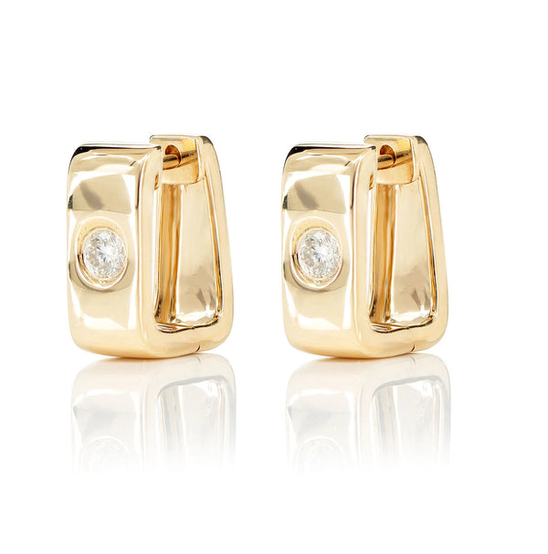 Rectangular Gypsy Set Diamond Hoop Earrings