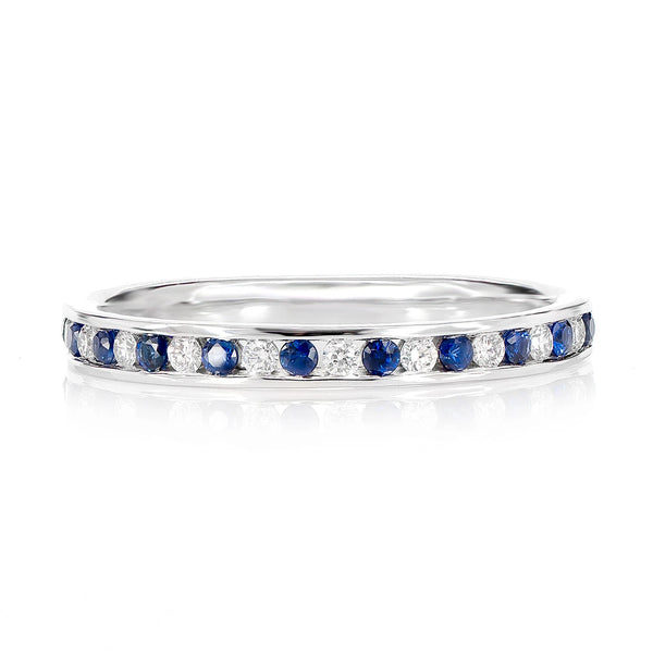 Sapphire and Diamond Channel Set Band Ring