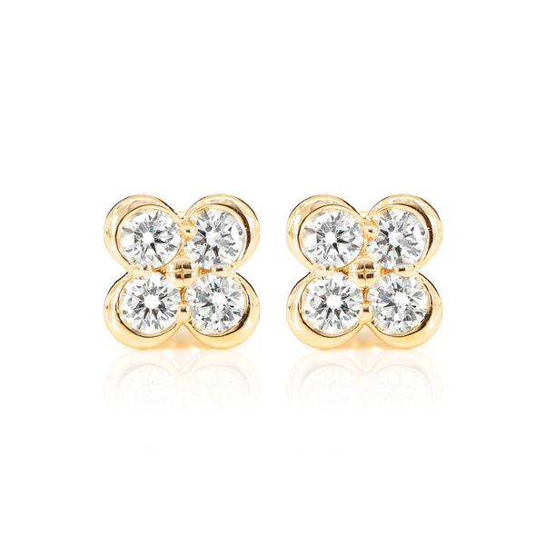 Diamond Clover Stud Earrings