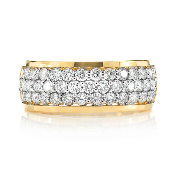 Three Row Diamond Band Ring