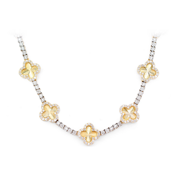 Miracle Clover Link Diamond Tennis Necklace