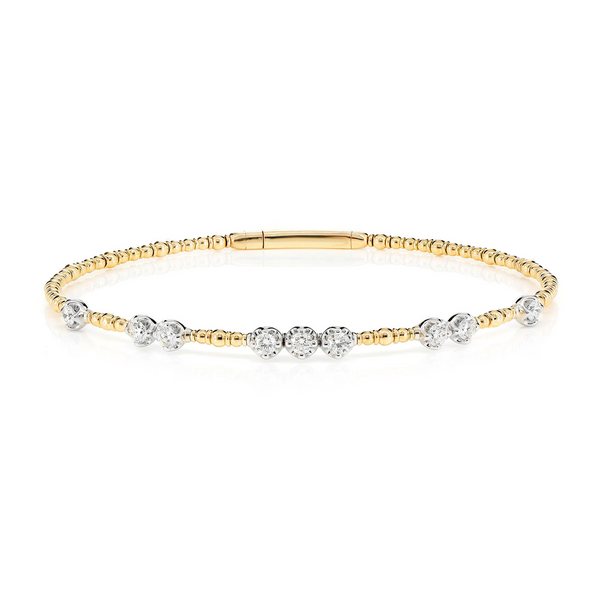 Graduated Beaded Diamond Flex Bangle Bracelet