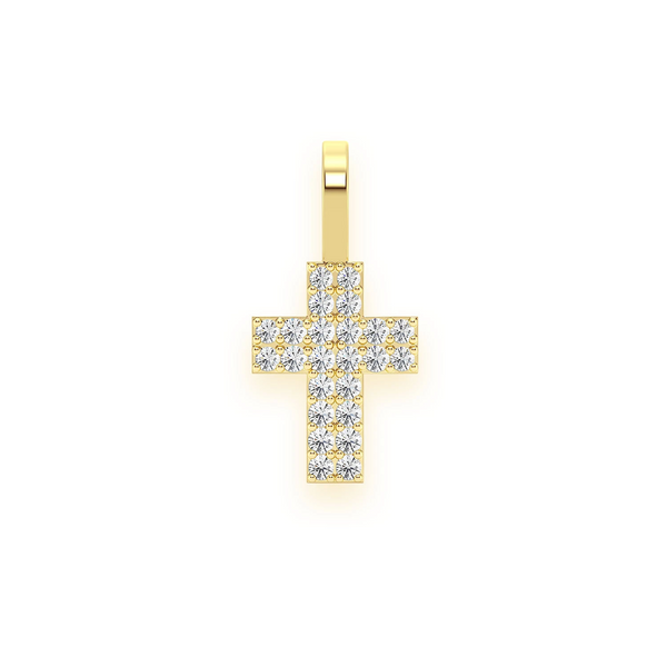 Two Row Diamond Cross Pendant