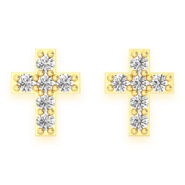 Cross Diamond Stud Earrings