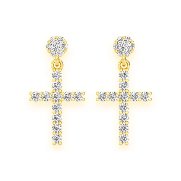 Cross Diamond Stud Drops