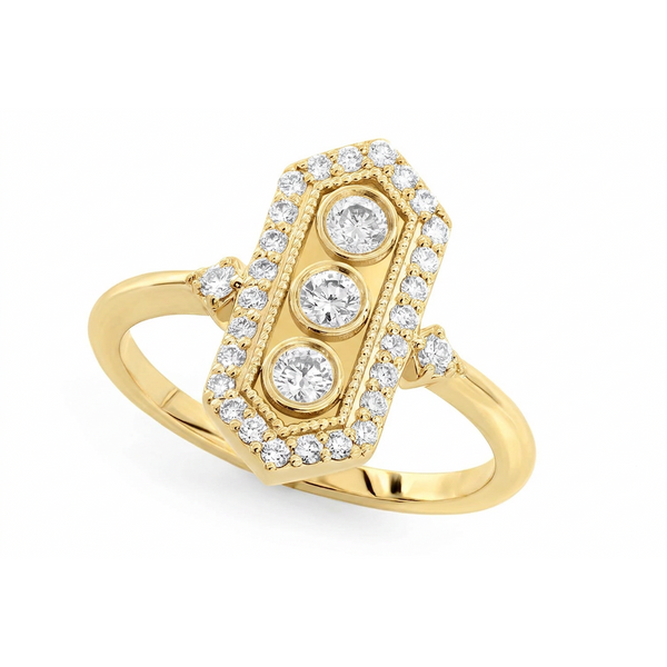 Three Bezel Milgrain Diamond Ring