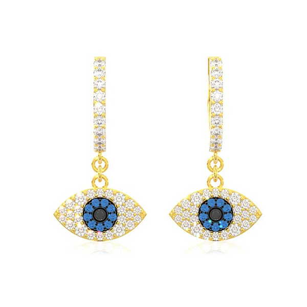 Evil Eye Diamond Hoop Drops