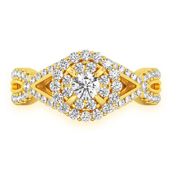 Double Band Halo Diamond Ring