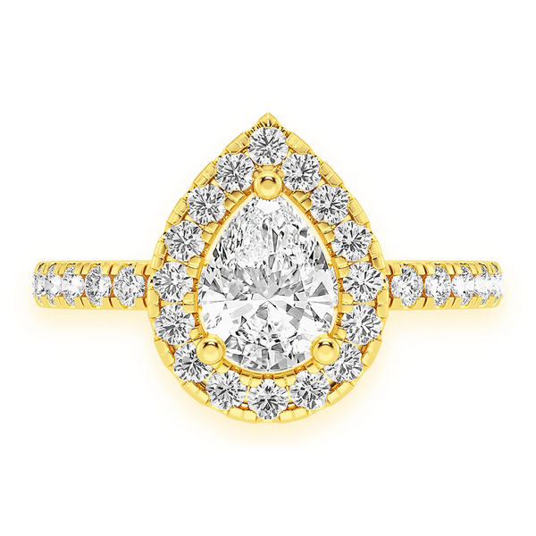 Pear Scallop Halo One Row Diamond Ring
