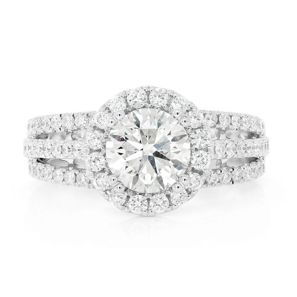 Cathedral Round Halo Ring
