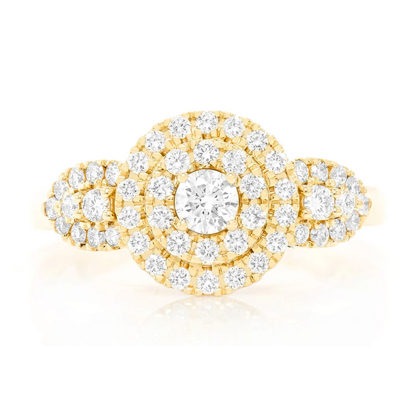 Two Tier Round Cluster Diamond Ring