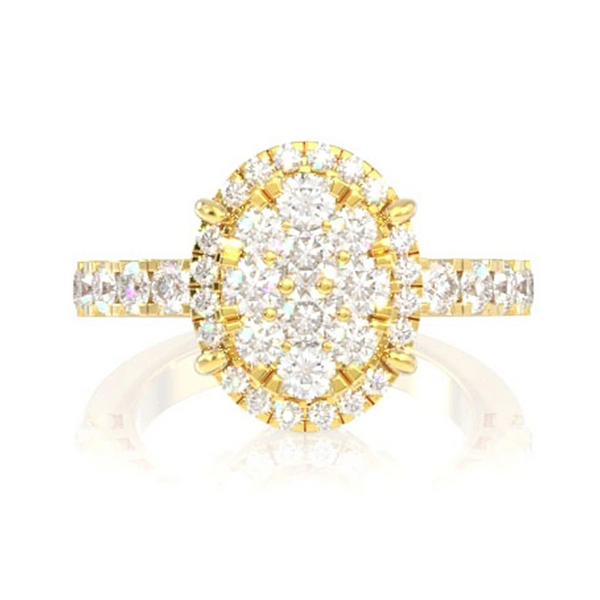 Oval Cluster Halo Diamond Ring