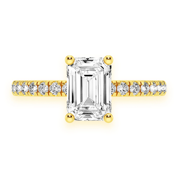 1ct Emerald Cut Under Halo Diamond Ring