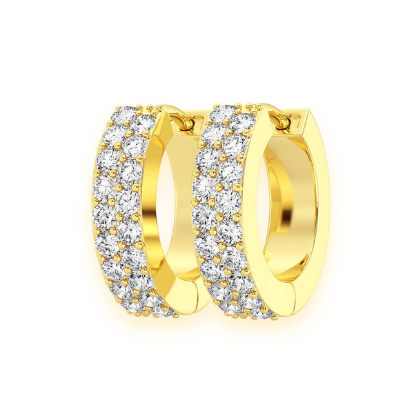 Two Row Pavé Diamond Huggie Hoop Earrings