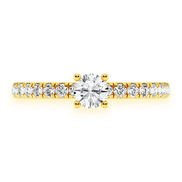 Classic One Row Under Halo Diamond Ring
