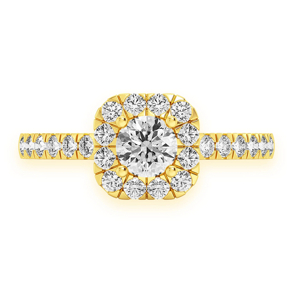 Square Halo Diamond Engagement Ring