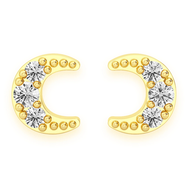 Moon Diamond Stud Earrings