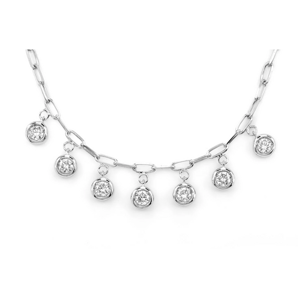 Seven Bezel Diamond Station Necklace