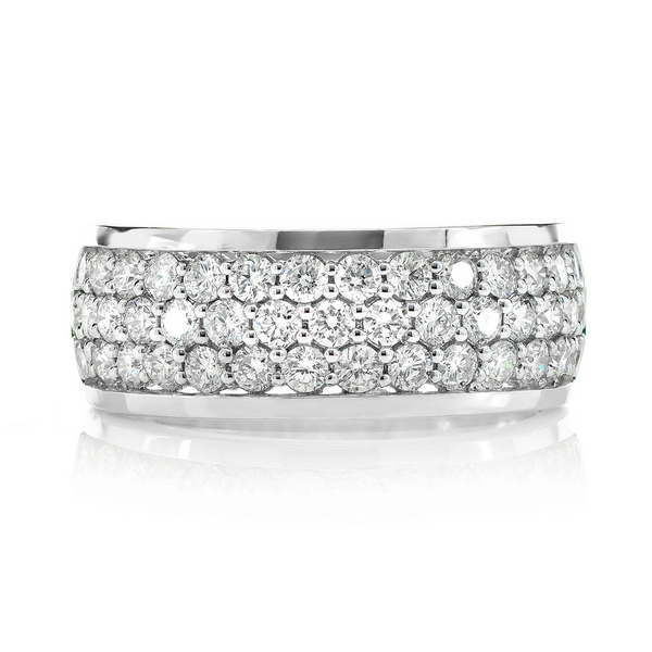 Three Row Diamond Band Ring