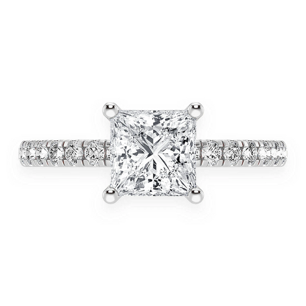 1ct Princess Cut Under Halo Diamond Ring