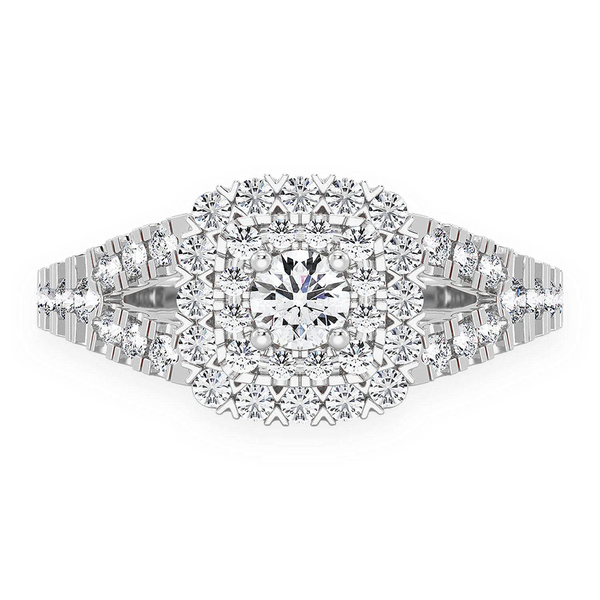 Cushion Double Halo Split Shank Ring