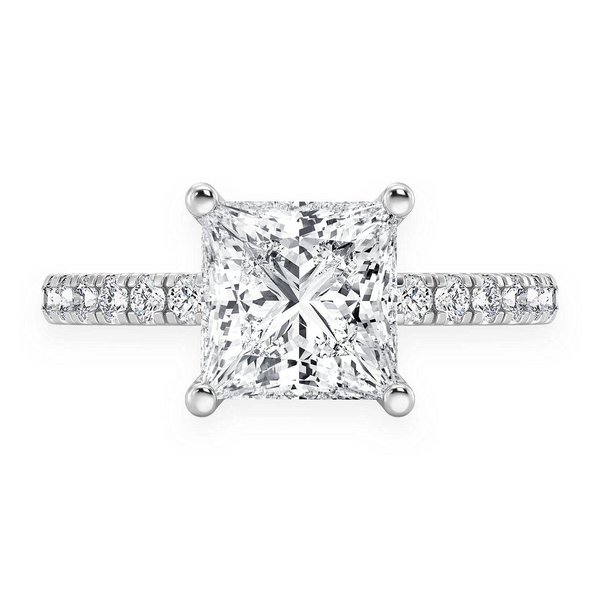 Princess Cut One Row Under Halo Ring