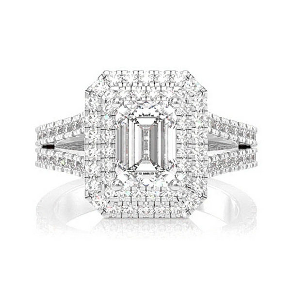 Radiant Double Halo Diamond Engagement Ring